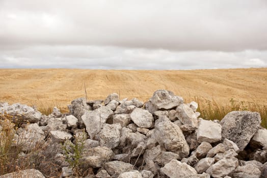Stonewall in cloudy spanish countryside