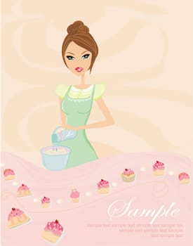 Beautiful lady cooking in the kitchen