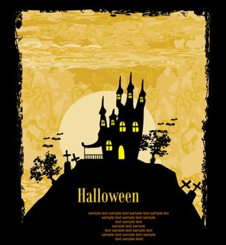 grungy Halloween background with haunted house