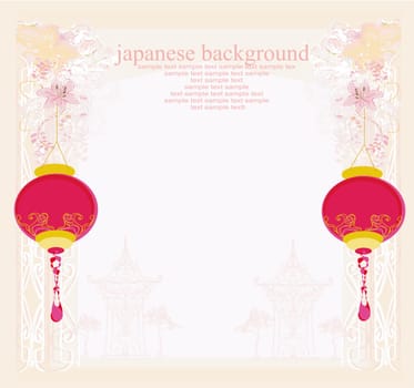 Chinese New Year card with asian lanterns