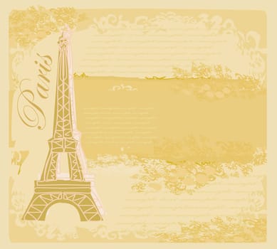 vintage retro Eiffel card on abstract background