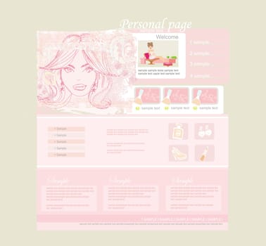 Fashion shopping Website template with woman silhouette