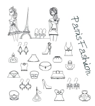 fashion Paris doodles  set