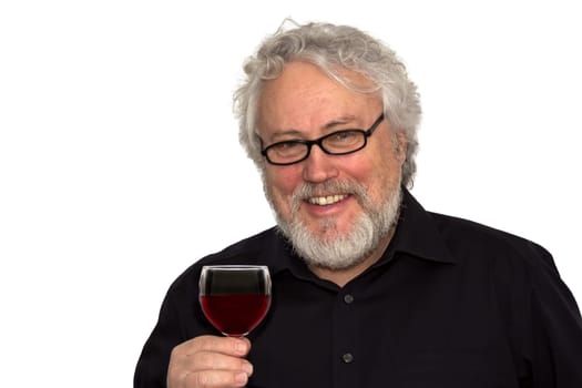 A senior is doing wine tasting