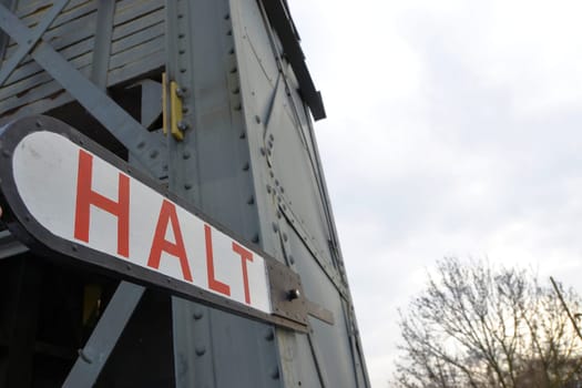 Sign on a historic bridge