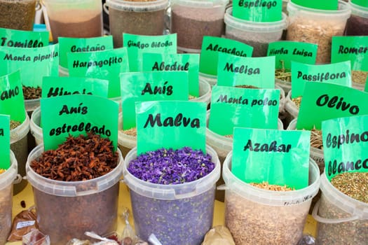 Medicinal herbs in a street market