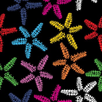 Seamless starfish pattern in colors.