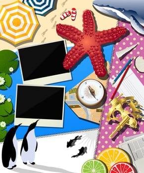 Holiday scrapbook design with vintage photo frames