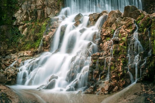 Natural waterfall in Sant Joan de les Fonts, Catalonia, Spain