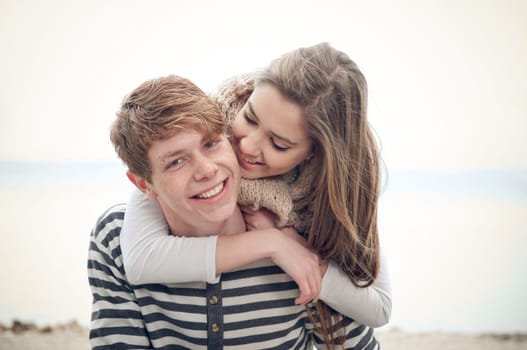 Happy teenage couple in love