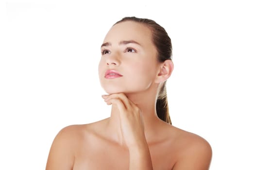 Beautiful teenager portrait, with healthy clean skin.