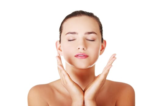 Beautiful teenager portrait, with healthy clean skin.