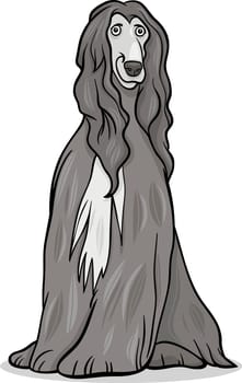 Cartoon Illustration of Cute Afghan Hound Purebred Dog