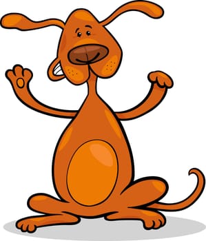 Cartoon Illustration of Happy Playful Standing Dog or Puppy