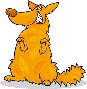 Cartoon Illustration of Funny Yellow Standing Shaggy Dog