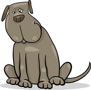 Cartoon Illustration of Funny Big Gray Sitting Dog