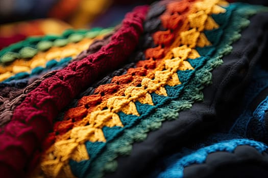 many different colored croches on a table with an orange, yellow, green, blue and red color