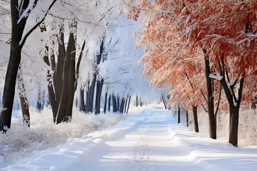 a snowy path with trees and snow on the ground in the fore, as if it's not clear