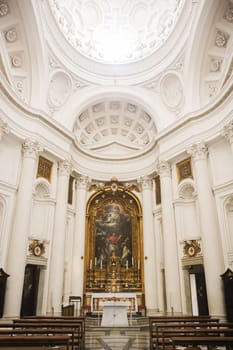 Rome, Italy, August 24, 2008: Interior of the church of Saint Charles of the Four Fountains, a masterpiece of baroque architecture made by Borromini