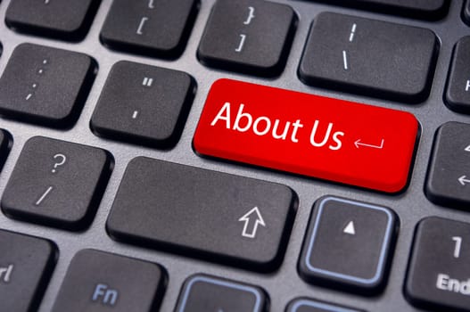 concepts of 'about us', message on keyboard enter key.