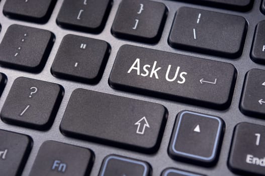 a message on keyboard enter key for 'ask us' concepts.