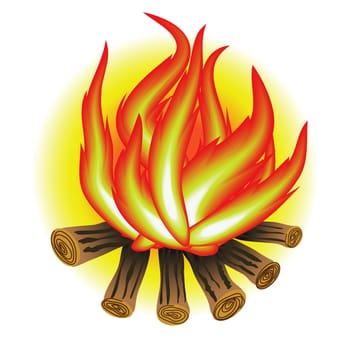 colorful illustration with bonfire  for your design