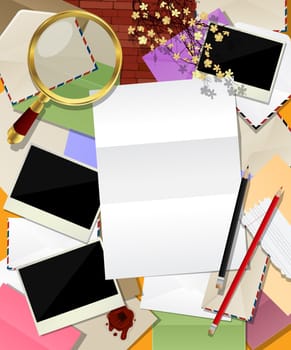 Abstract mail. Decorative frame made of different envelopes and room for text