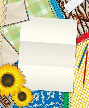 Scrapbook design, letter, empty sheet background