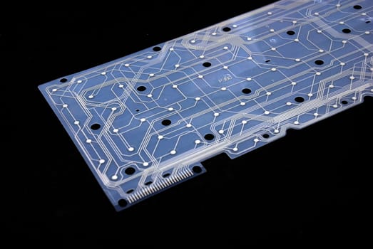 Interior of a computer keyboard showing the connections for the keys