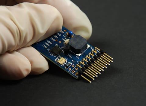 electronic components and semiconductors mounted on printed circuit board