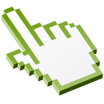 3D Pixel Graphics Hand - Index Finger Green
