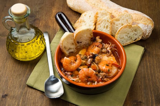 Bowl of fresh seafood soup