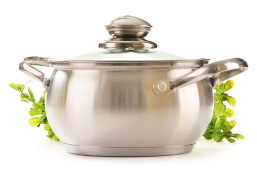 Stainless pan isolated on a white background