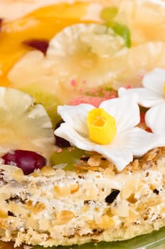beautiful cake with fruit, close-up