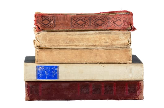 pile of old books, isolated on white
