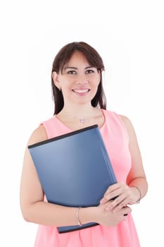 Smiling business woman. Isolated over white background
