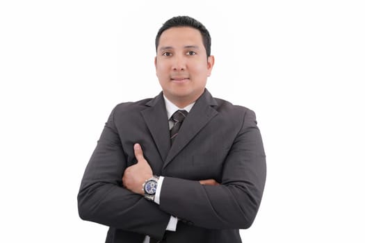 Portrait of a business man isolated on white background. Studio shot.