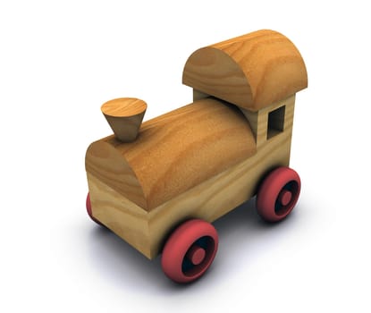 wood toy of a train on white background