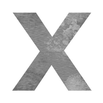 x letter capital texturing metal