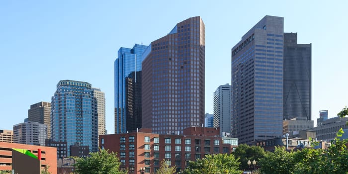 Skyline of the financial district of Boston, Massachusetts - USA