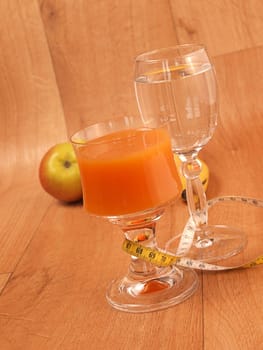Orange Juice with a glass of water