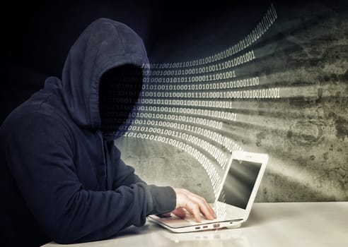 no face hacker and binary code