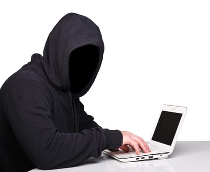 hacker with no face on white background