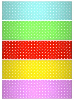 5 colorful stripes with polka dots