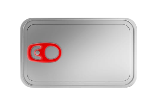 Top view of sardine can isolated on white