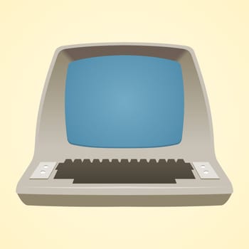 Vector illustration of retro monitor isolated on white background