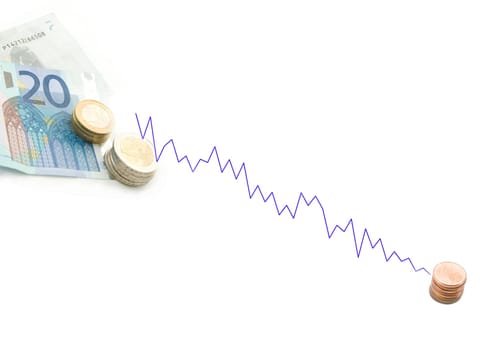 money symbolizing the euro crisis, money loses its value