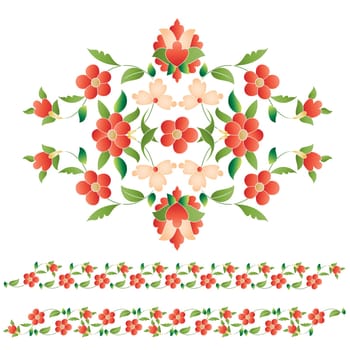 Eastern style beautifully drawn and colored pattern designs