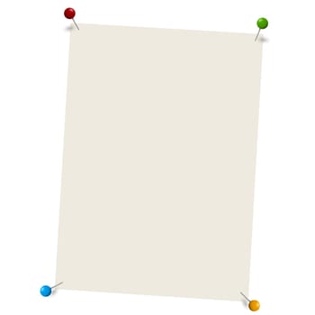 Blank sheet of paper with pins