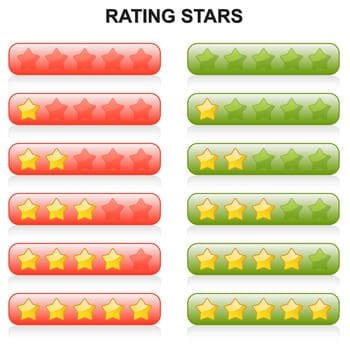 Rating Stars - 0 to 5 - red and green